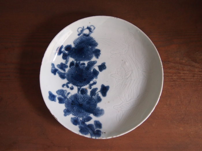 シノワズリ　中国明時代　古染付　青花飾り大皿